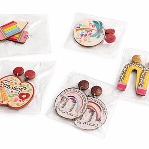 Teacher Appreciation 5-Pair Bundle | Pencil, Apple, ABC, Rainbow & Classroom Set